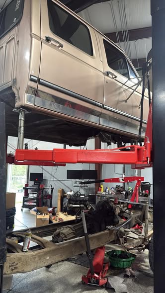 Truck on lift at Gear Haven
